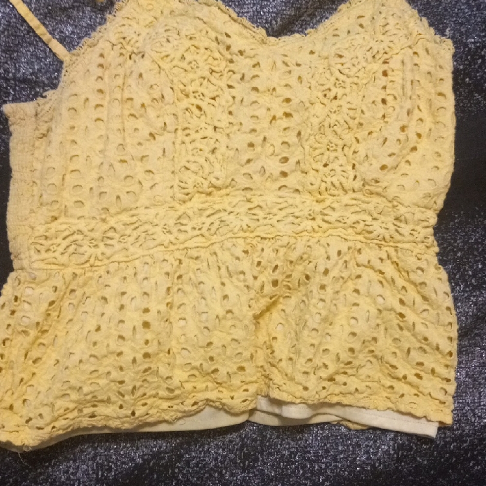Yellow Smocked Peplum Camisole